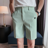 Summer Men's Golf Shorts Men's Waffle Suit Pants Slim-fit Fashion Pants Casual Pants Straight Pants Men Golf Clothing