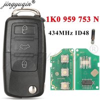 jingyuqin Car Remote Key for 1K0959753N ID48 for VW PASSAT b5 b6 Skoda Fabia Octavia Fabia CADDY GOLF JETTA POLO