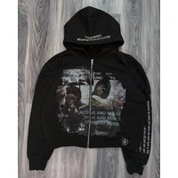 Harajuku Casual Letter Zip Oversized Hoodie Grunge Streetwear Gothic Sweatshirt Hoodies Women Tops Men Clothing Goth Y2k Clothes
