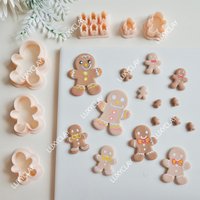 6pcs/set Christmas Gingerbread Man Polymer Clay Cutters for Earring & Jewelry Making, 6 Size Abstract Gingerbread Man Clay Colds
