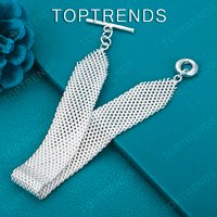 Fashion 925 Sterling Silver Mesh Chain OT Clasp Bracelet For Men Simple Jewelry Valentine's Day Gift Wedding Party Accessories