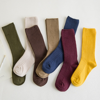 Women‘s Ribbed Slouchy Crew Socks Solid Color Double Needle Cotton Instagram Fashion Casual Socks Autumn Winter EU 35-40 US 5-9