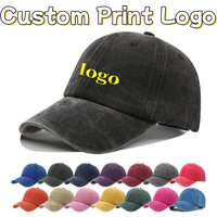 Customized Printed Logo Washed Denim Four Line Soft Top Baseball Caps Men's And Woman's Outdoor Sun Protection Duck Tongue Hats