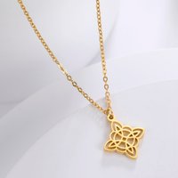 Skyrim Hexerei Hexenknoten Anhänger Halskette für Frauen Edelstahl Geometrische Halsband Halsketten Vintage Amulett Schmuck Geschenk