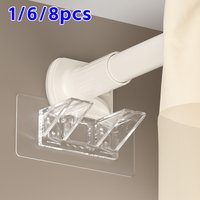1/6/8-Pack Curtain Rod Support – Home Telescopic Rod, Adhesive Closet Rod Holder, No-Drill Balcony Clothes Rod Bracket