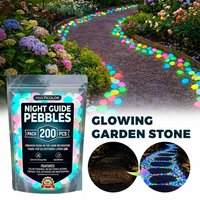 200/400PCS Glow in The Dark Garden Pebbles for Sidewalk Garden Terrace Lawn Gardens Patio Fish Tank Aquarium Decoration