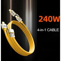4 In 1 Yellow Cable Fast Charging Data Cord Type C For iPhone iPad Huawei Xiaomi Samsung