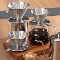 304 Stainless Steel Pour Over Coffee Filter 3D Flow PTFE Coating Pro Brewing Tool Easy Clean Rustproof 2 Sizes with Handle