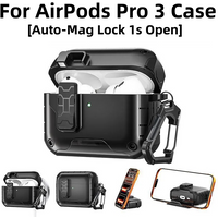 for AirPods Pro 3 Case Auto Pop-Up Full Drop Protective Case Cover for AirPods Pro 3rd Generation with Safety Lock & Phone Stand