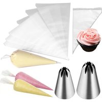 Pastry Props Set Disposable Piping Bags with Stainless Steel Piping Nozzle Suitable for Cake Cream Bread DIY Baking Supplies ZYF
