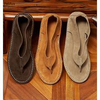 Men Sandals Casual Men Flat Sandals Outdoor Beach flip-flop Shoes For Men Fashion Geunine Leather Flats Non Slip Ankle Wrap Shoe