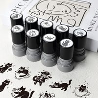 1 Set Cute Black Cat Photosensitive Stamps, Cartoon Cat Pattern Decorative Stamps for Scrapbooking, Notes and DIY Handmade Craft