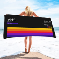 fashion Retro VHS Style art Towel soft Dry Beach Towels Trip Towel swim Summer Holiday Vacation bathing Pool Camp Gift