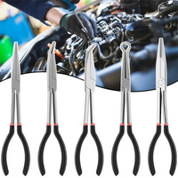 1pc 11-inch High Quality Long Nose Pliers with Curved and Straight Tips - Ideal for Industrial, DIY Applications and Car Repair