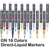 GUANGNA 16 Colors Acrylic Markers Brush Pens for Fabric Rock Painting Pen Stone Ceramic Canvas DIY Card Making Art Supplies