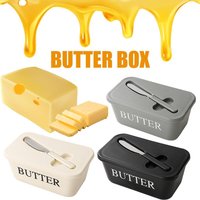 PP Butter Dish with Lid & Spreader Airtight Butter Keeper for Fridge Modern Kitchen Storage Container for Butter, Cream Cheese