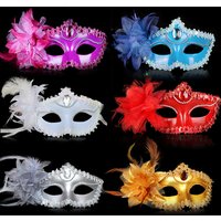 Dance Party Diamond Venetian Mask Feather Flower Wedding Carnival Performance Costume Sexy Lady Mask Masquerade Christmas