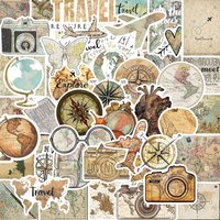 10/30/50PCS Vintage Travel Map PVC Sticker Aesthetic Decoration Scrapbooking Supplies Hand Accounting