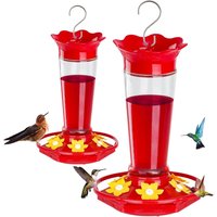 High Quality Suspended Hummingbird Feeder 5 Feeding Ports with Hook Red Nectar Feeder Bee Resistant Bird Feeder Outdoor Hanging