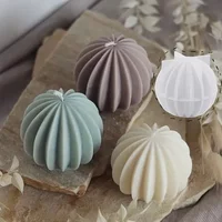 2026-1PC Silicone Mold Spherical Fan Stripe Ball for round Ball Candle Aromatherapy Plaster Christmas Decorative Item