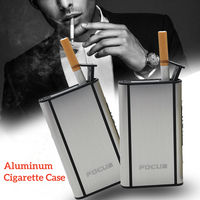 CRUSHER Aluminum Pocket Cigarette Case Automatic Ejection Holder Lighter Metal Tobacco Box Smoking Accessories