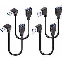 0.2M 90 Degree USB 3.0 Extension Cable Up/Down/Left/Right Angle A Male to Female Extender Data Cord for Hard Drive PC Printer