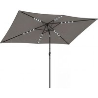 3x2m LED Light Garden Umbrella with Crank, Parasol Cover, Outdoor Patio Sun Shade