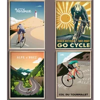 AliExpress Vintage Tour Landscape Sports Bike Cycling Canvas Painting Poster Wall Art Print Picture for Living Room Home Decoration Cuadros