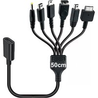 50cm 6 In 1 USB Type-C Game Charging Cable for NDS Lite / Wii U / New 3DS XL LL /2DS / GBA SP / PSP / PSV Charger Cable Cords
