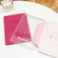 Case for Kindle 11th Generation & Paperwhite 1-6 - Magnetic Detachable Clear Acrylic Cover, Pink Girly Pattern, Auto Wake/Sleep