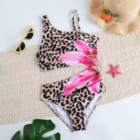 2026 Leopard Girls Swimsuit One Pieces Floral Kids Swimwear Female Children's Bathers Bathing Swimming Swim Suit Beachwear