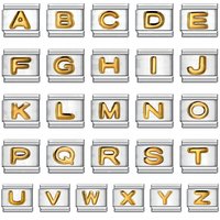 2025 New Fashion 26 English Letters Italian Charm Links Fit 9mm Stainless Steel Bracelet Making Women Men Jewelry