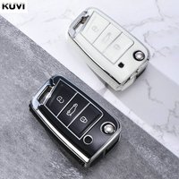 HOT TPU Car Flip Key Case Cover Fob For VW Volkswagen Golf 7 MK7 Tiguan MK2 For SEAT Ateca Leon FR 2 Ibiza For Skoda Octavia A7