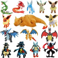 Pokemon Plush Set Rayquaza Charizard Eeveelutions Lucario Greninja Soft Stuffed Doll Anime Fans Collectible