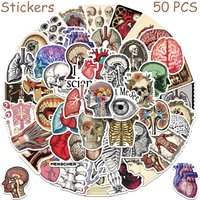 50pcs Retro Scientific Anatomy Stickers For Phone Laptop Scrapbook Suitcase DIY Aesthetic Waterproof Stickers Creative Gifts