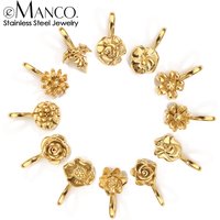 eManco Gold Color Stainless Steel Flower Charms Set Nature Style with Various Floral Elements for DIY Jewelry Making Daily Wear