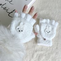 AliExpress Miffy Short Half Finger Fingerless Knit Wrist Glove Winter Warm Stretch Work Gloves for Women n Cycling Accessories Gift