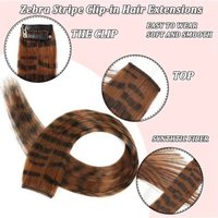 5pcs/set Stripe Printed Hair Colorful Long Straight Hair Pieces Synthetic Clip-in Hair Extensions for Daily Use Party Christmas