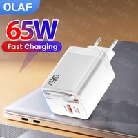65W PD GaN Fast Charger With Retractable USB C Charging Cable For iPhone 16 15 Samsung Xiaomi Laptop Pad Type C Wall Adapter
