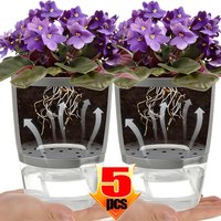 5/1Pcs Self Watering Plastic Flower Pot Double Layer Hydroponics Plants Bonsai Pot Vases Succulent Potted Home Office Decor