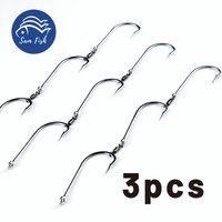 3pcs Set of Stainless Steel gang fish Hooks Sizes 1/0-2/0-3/0-4/0-5/0-6/0-7/0