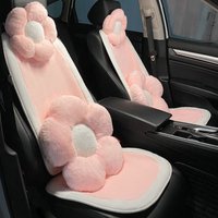 Winter Soft Plush Universal Car Seat Cover Pink White Artificial Rabbit Fur Auto Seat Cushion Mats Keep Warm Car Accessories