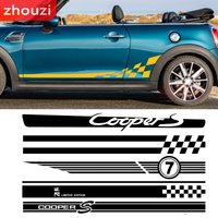 For Mini Cooper R56 R57 R58 R50 R52 R53 R59 R61 Countryman R60 F60 F55 F56 F54 Car Long Side Stripe Sticker 2pcs DIY Accessories