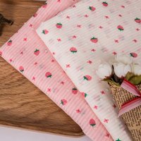 145x50cm 60s Soft Thin Cotton Striped Cutout Small Strawberry Print Fabric for Kids Clothing Home Decor Sewing Cloth