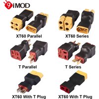 9IMOD 1/2pcs XT60 T Parallel/Series Adapter Connectors No Wire 1 Female to 2 Male/1 Male to 2 Female Plug for RC Lipo Battery