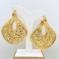 Fashion Statement Irregular Geometric Gold Color Pendant Earrings for Women Vintage Hollow Out Round Dangle Earrings 2026