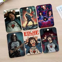 1pc E-Eddie M-Munson Card Case Keychain Access Card Bag Key Tag Ring Leather Card Holder Key Ring Access