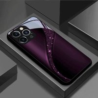Purple Black Sparkle Curve Starlight Pattern Tempered Glass Black Phone Case For Samsung Galaxy S25 S24 S23 Ultra Plus FE Cover