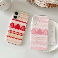 Cream Strawberry Cake Lace Bowknot Phone Case for Huawei Honor X5c X9d X7d 400 200 X6a X8b X9a X7b X8a X9c Smart Plus Lite Pro
