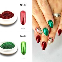 2BOX/Set Red Green Chrome Mirror Nail Glitter Powder Sparkly Shimmer Metallic Effect Pigment Xmas UV/Led Gel Polish Rubing Dust
